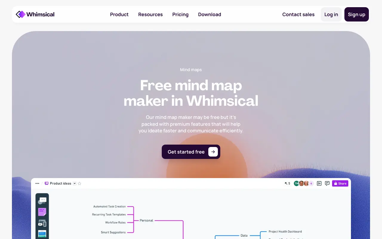 whimsical.com 첫 화면