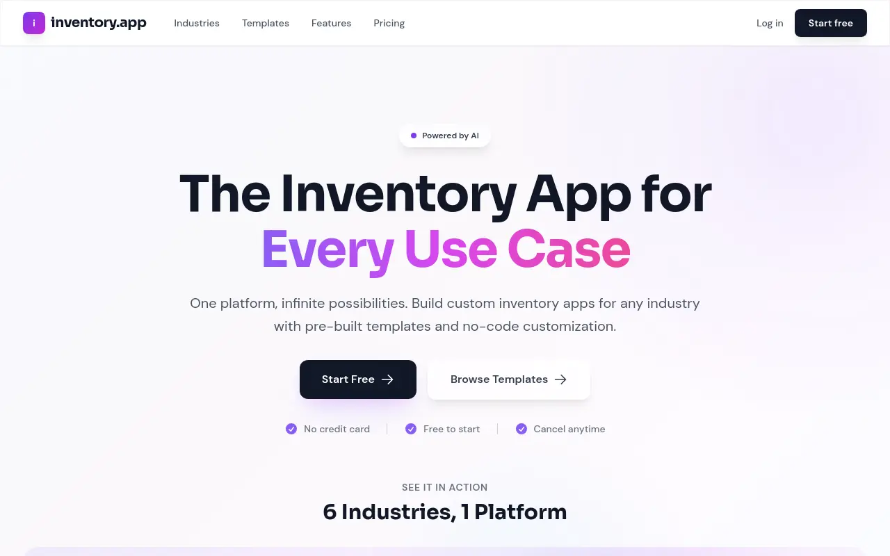 inventory.app 첫 화면