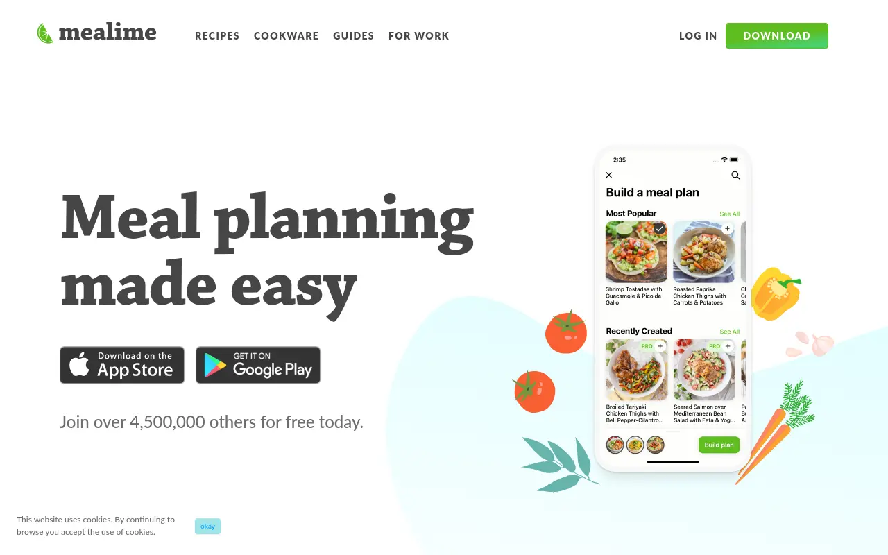mealime.com 첫 화면