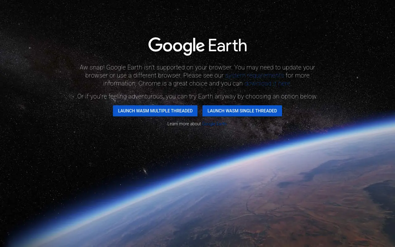 earth.google.com 첫 화면