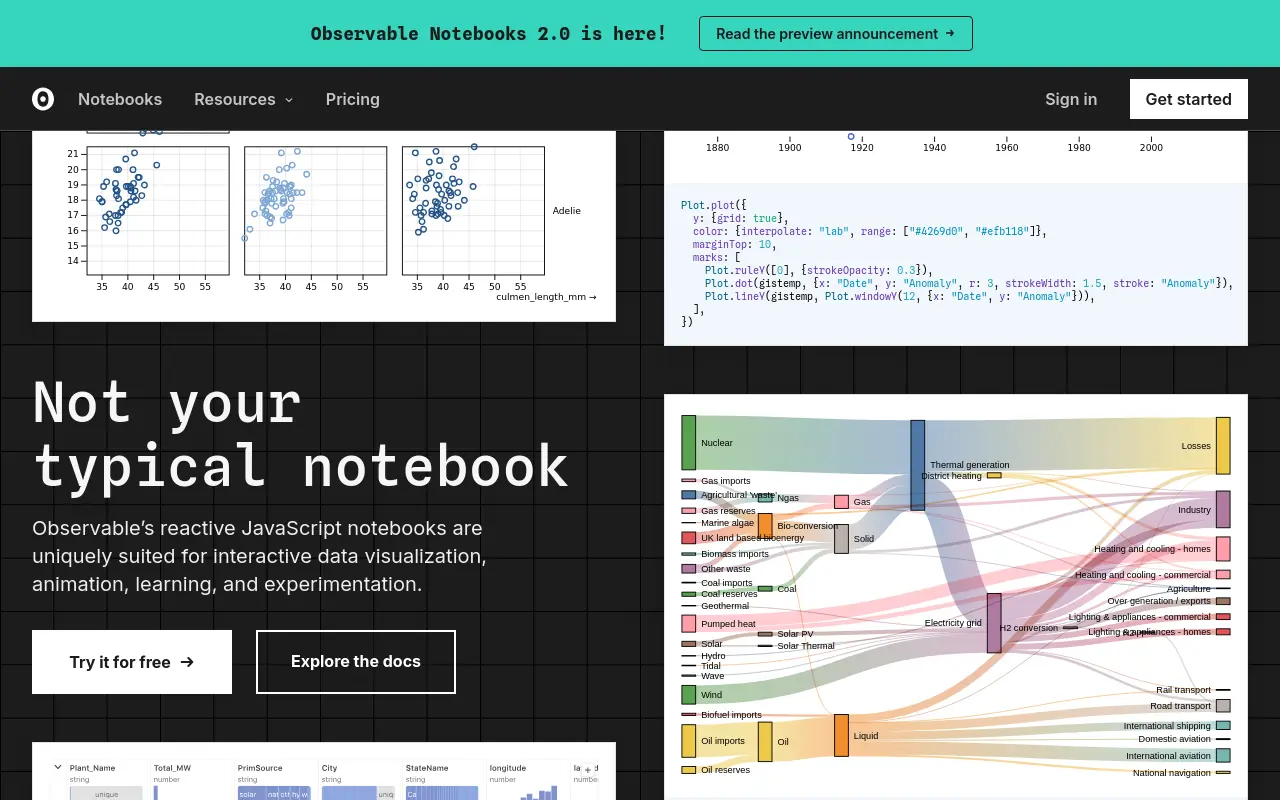 observablehq.com 첫 화면