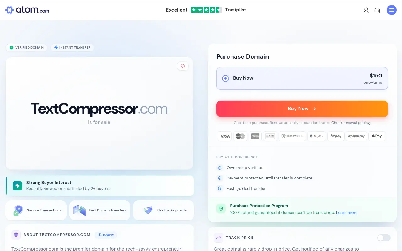 textcompressor.com 첫 화면