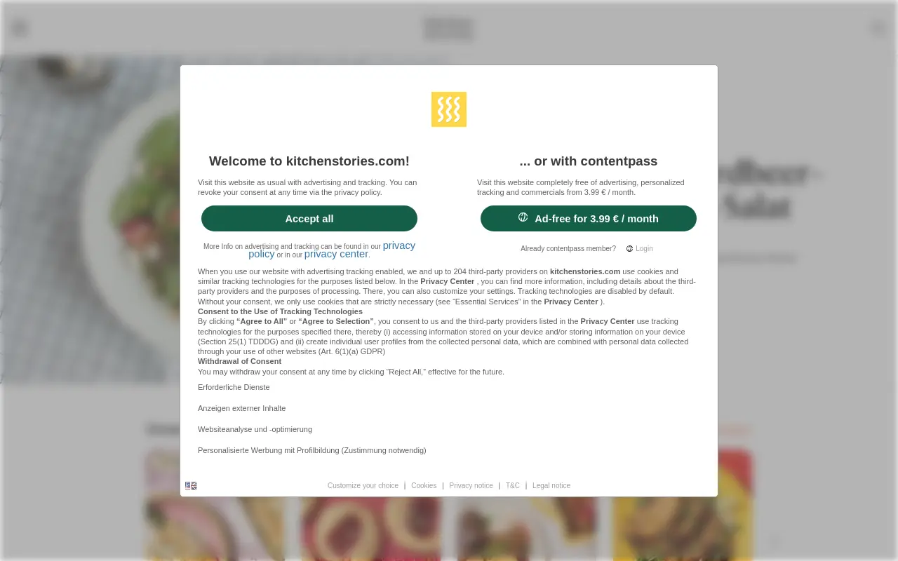 kitchenstories.com 첫 화면