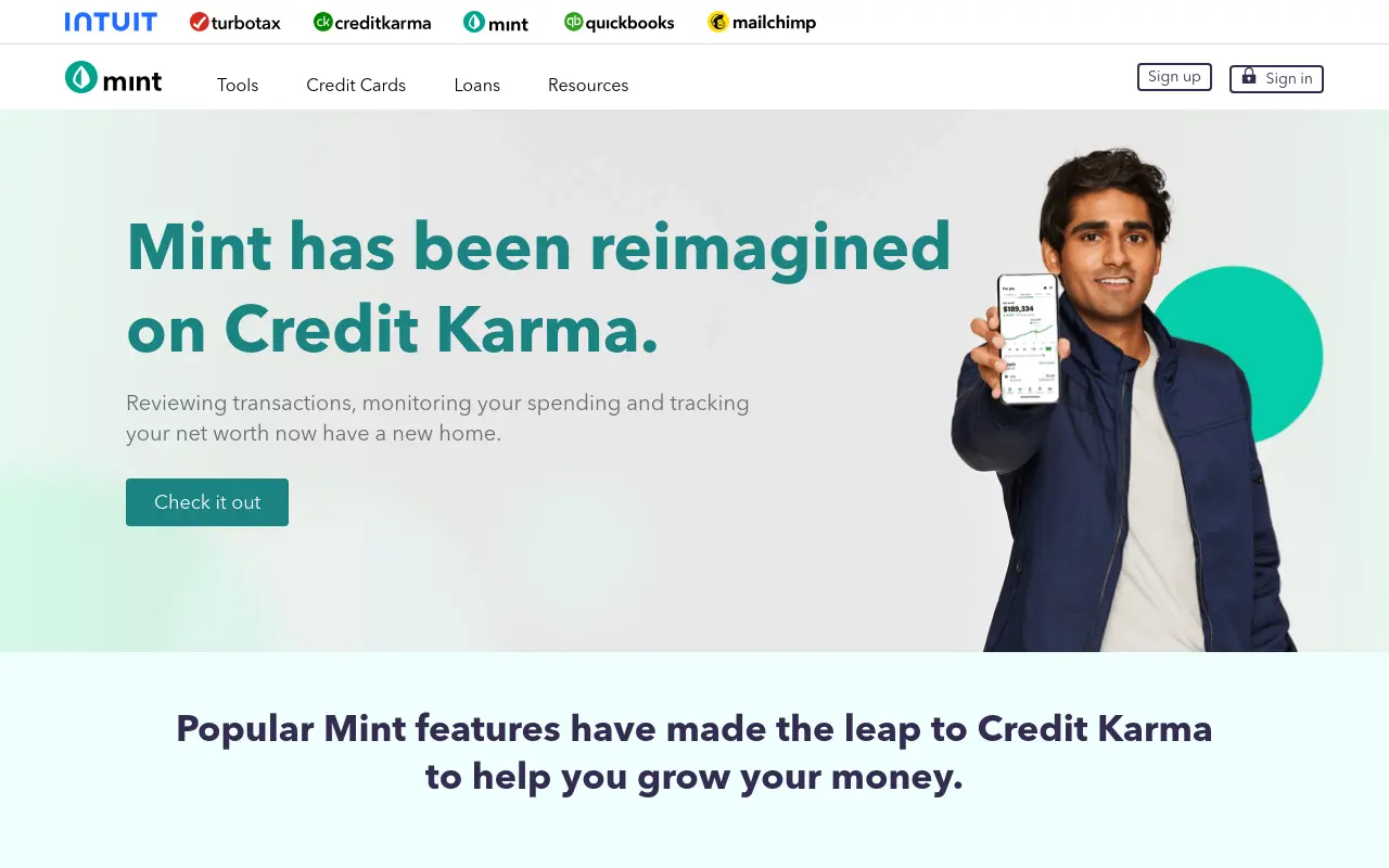 mint.com 첫 화면