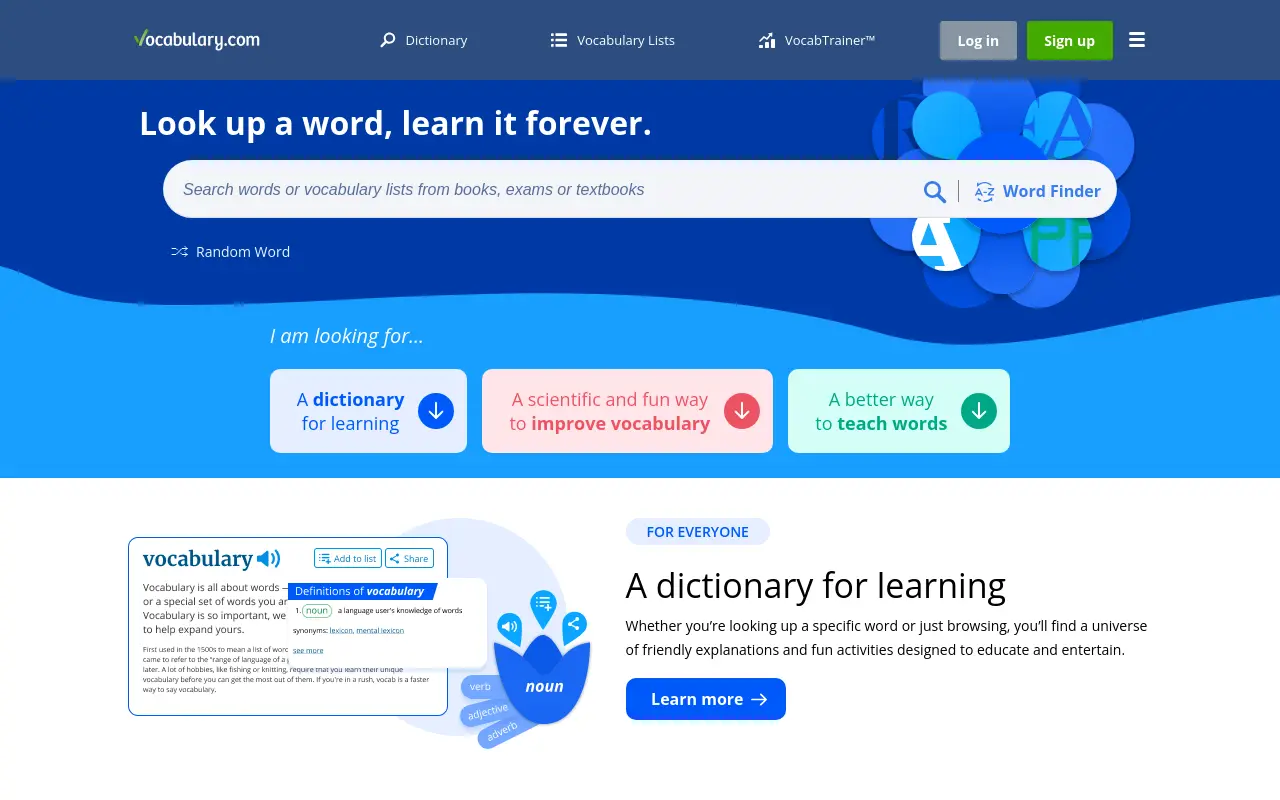 vocabulary.com 첫 화면