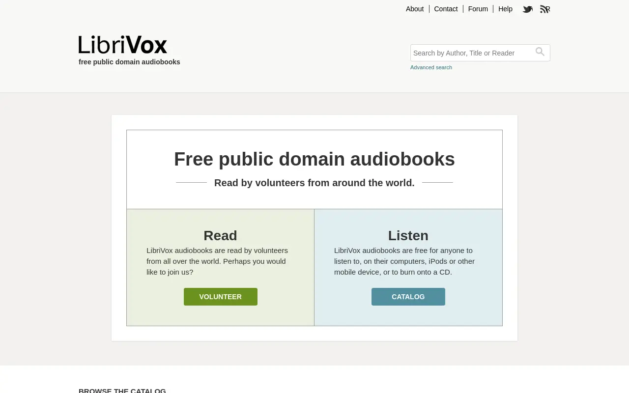 librivox.org 첫 화면
