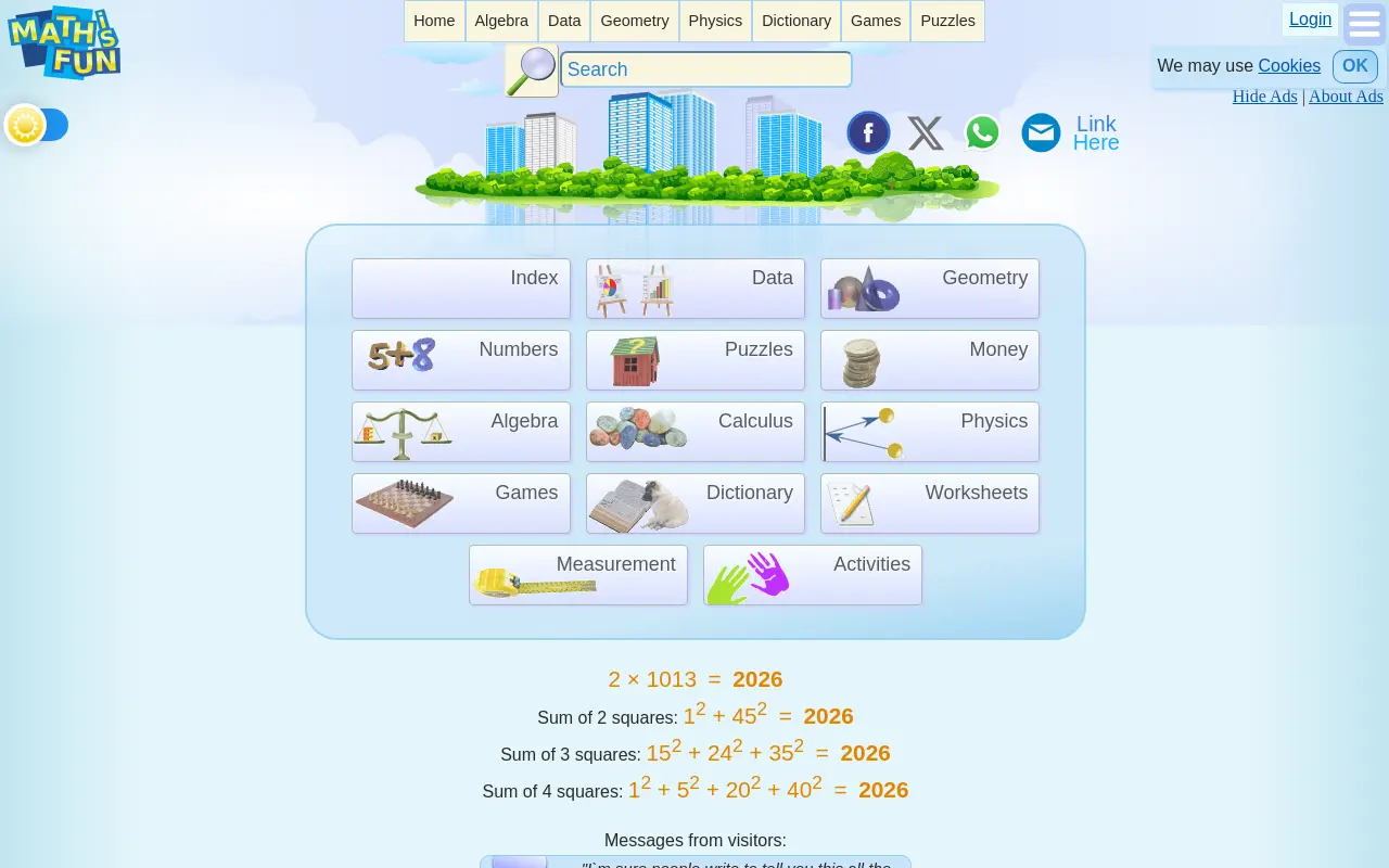 mathsisfun.com 첫 화면
