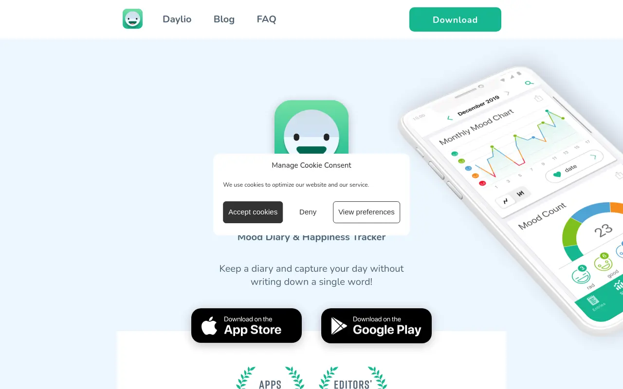 daylio.net 첫 화면