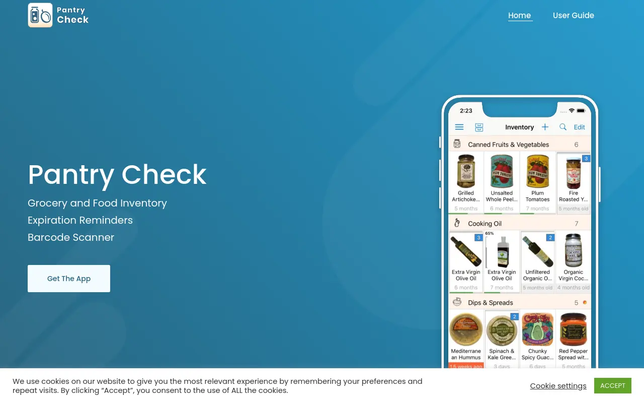 pantrycheck.com 첫 화면