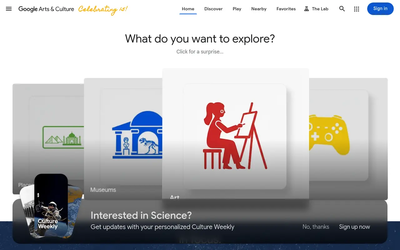 artsandculture.google.com 첫 화면