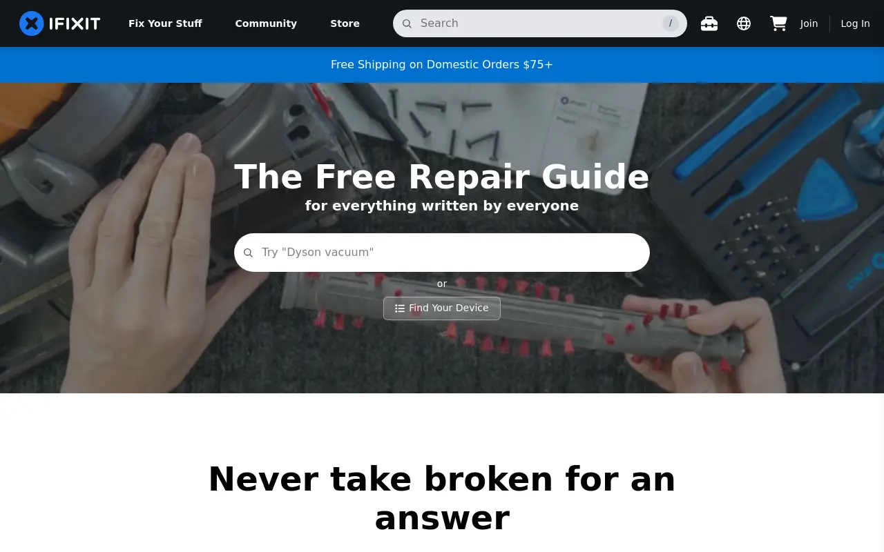 ifixit.com 첫 화면
