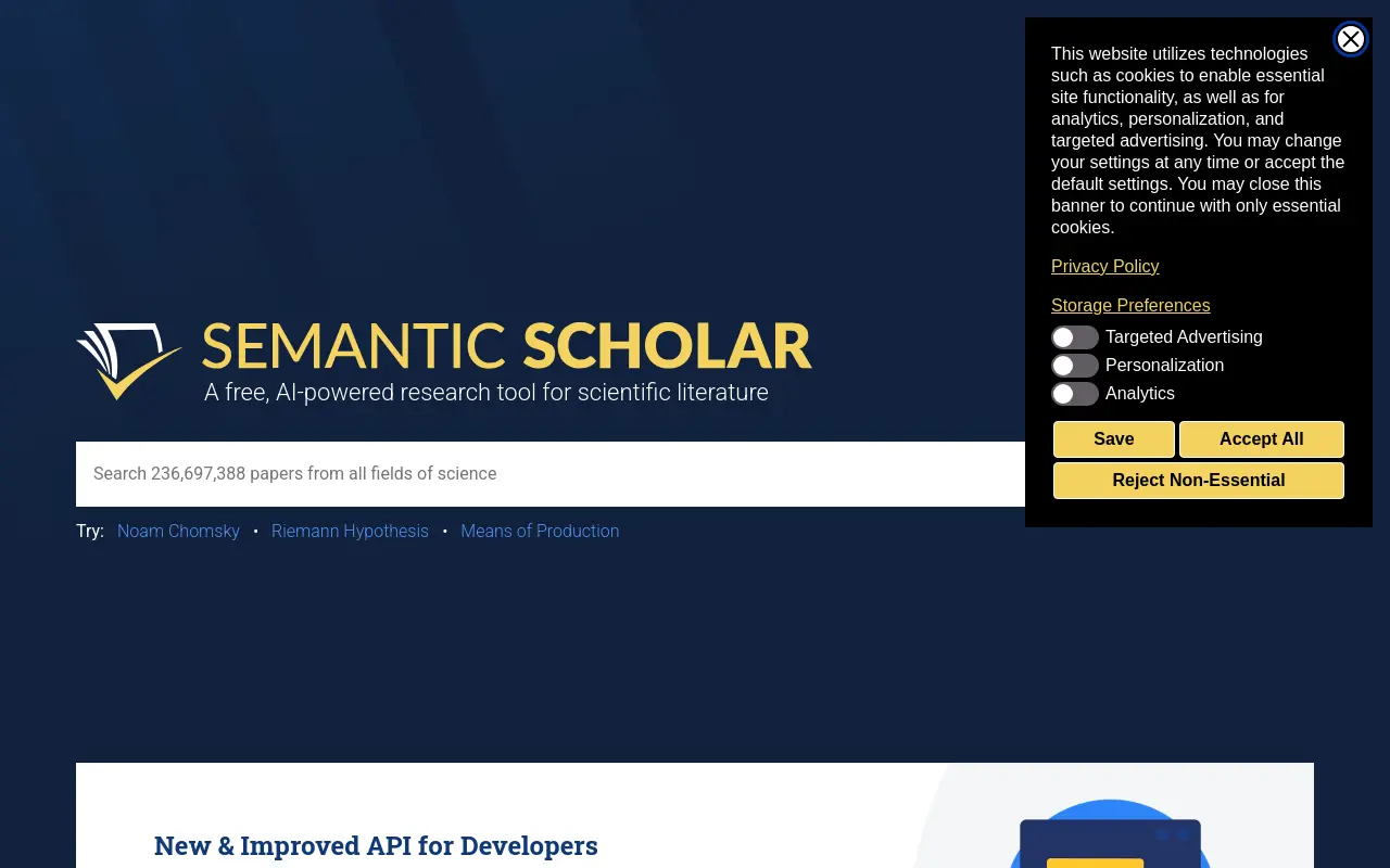 semanticscholar.org 첫 화면