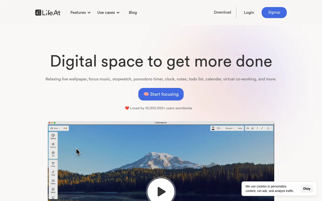 lifeat.io 첫 화면