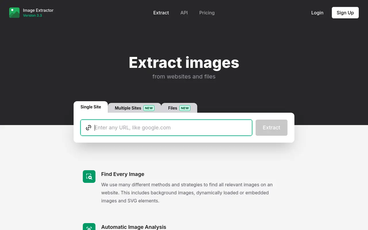 extract.pics 첫 화면