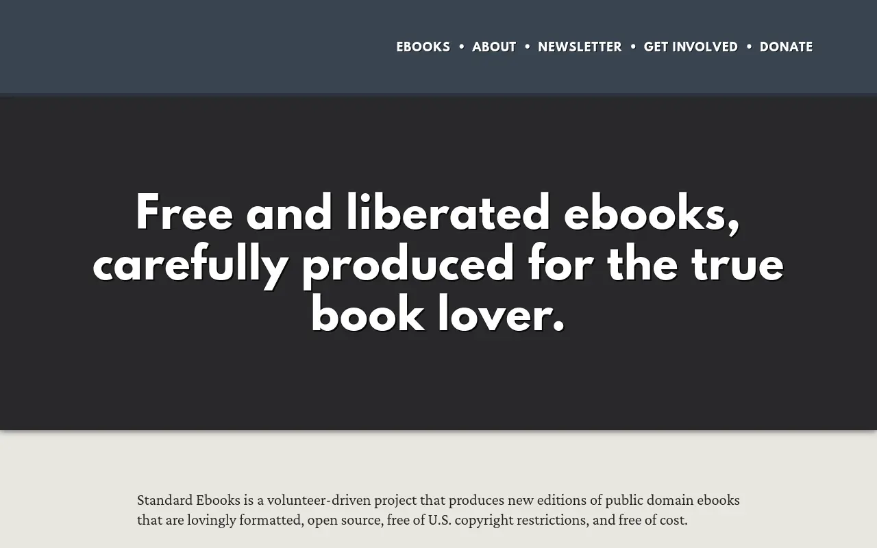 standardebooks.org 첫 화면