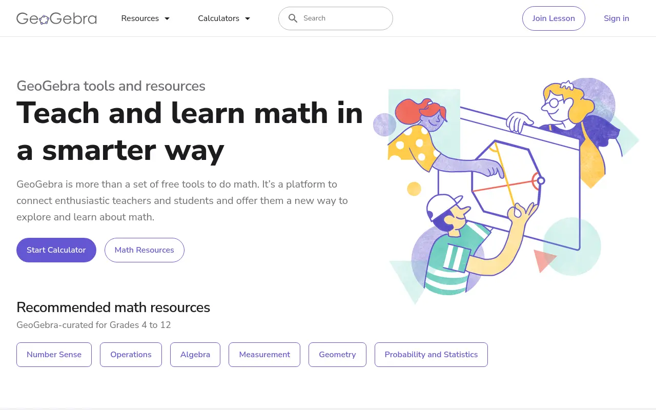 geogebra.org 첫 화면