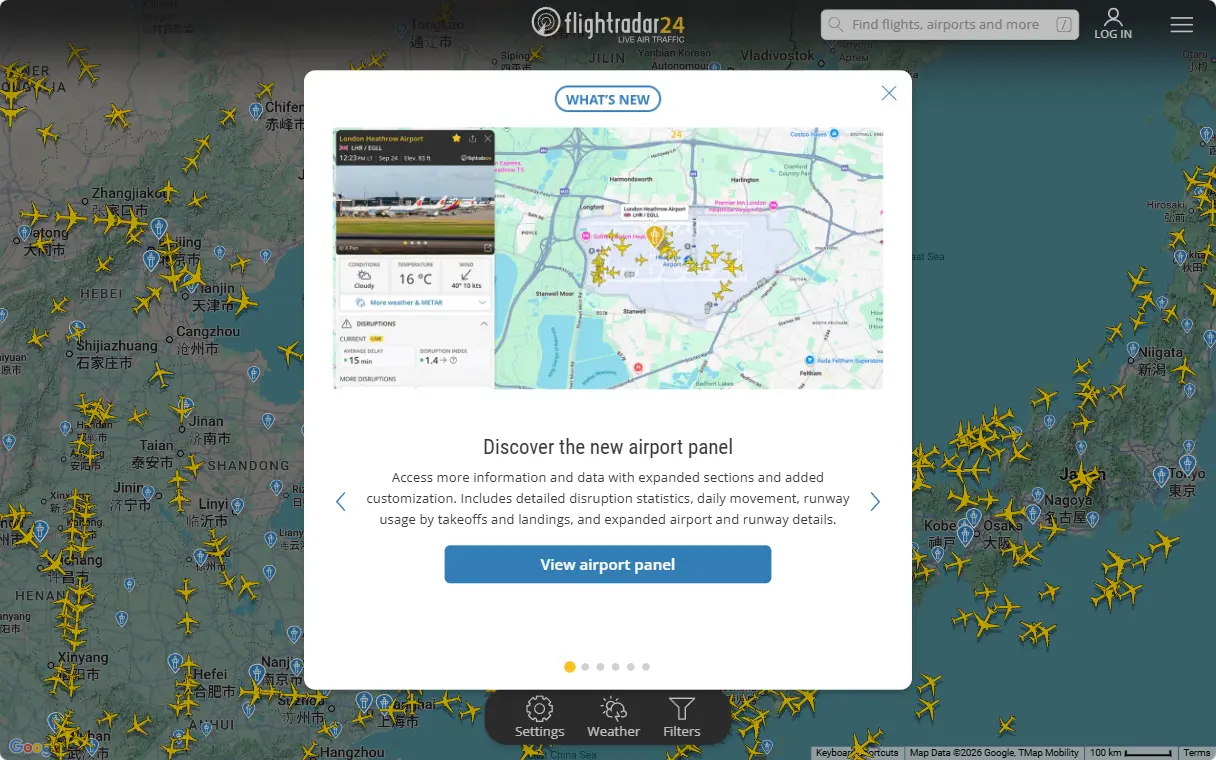 flightradar24.com 첫 화면