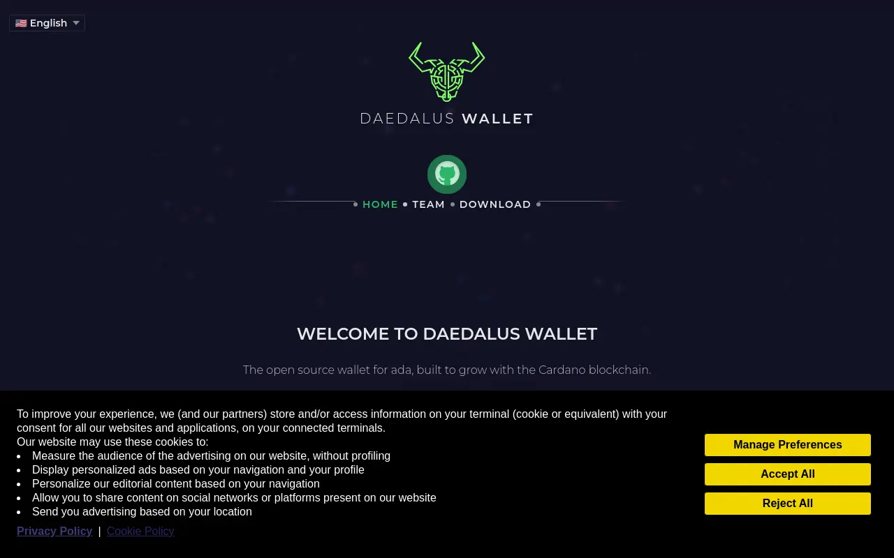 daedalus.io 첫 화면