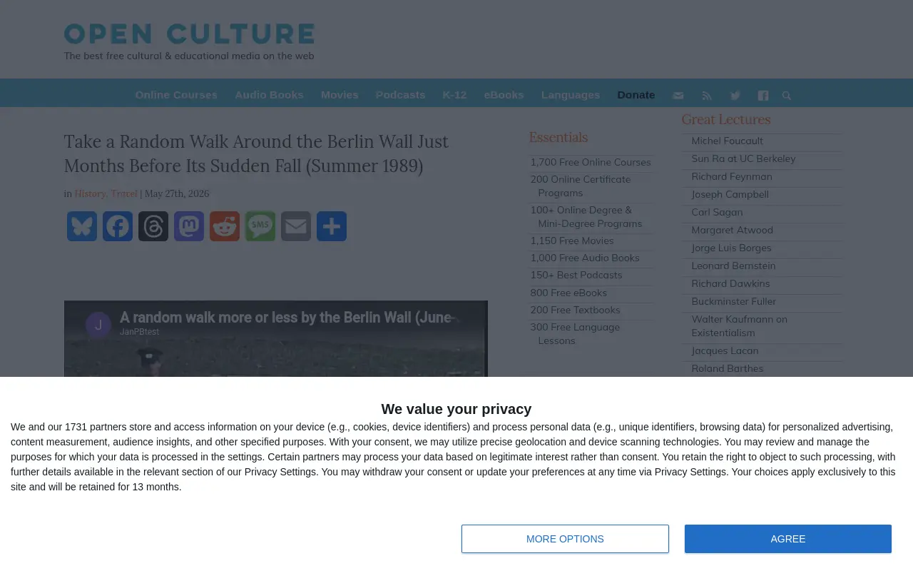 openculture.com 첫 화면