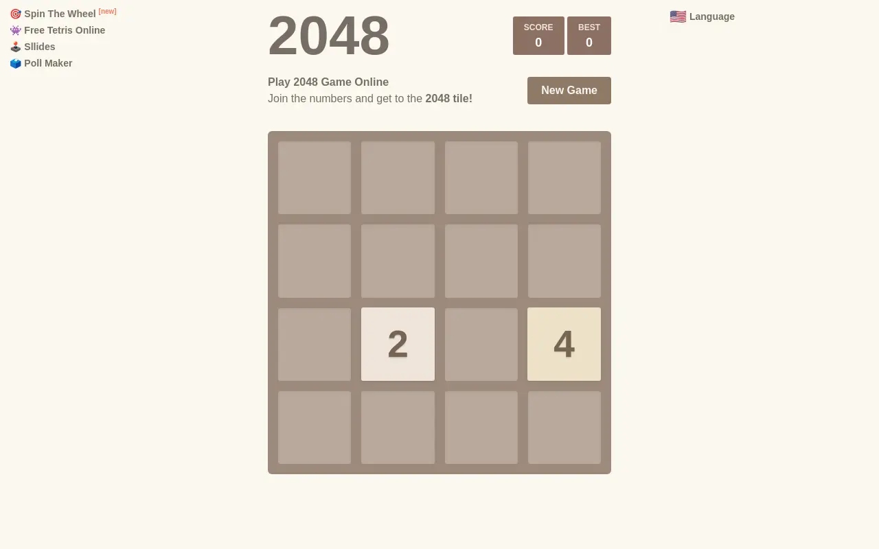 2048game.com 첫 화면