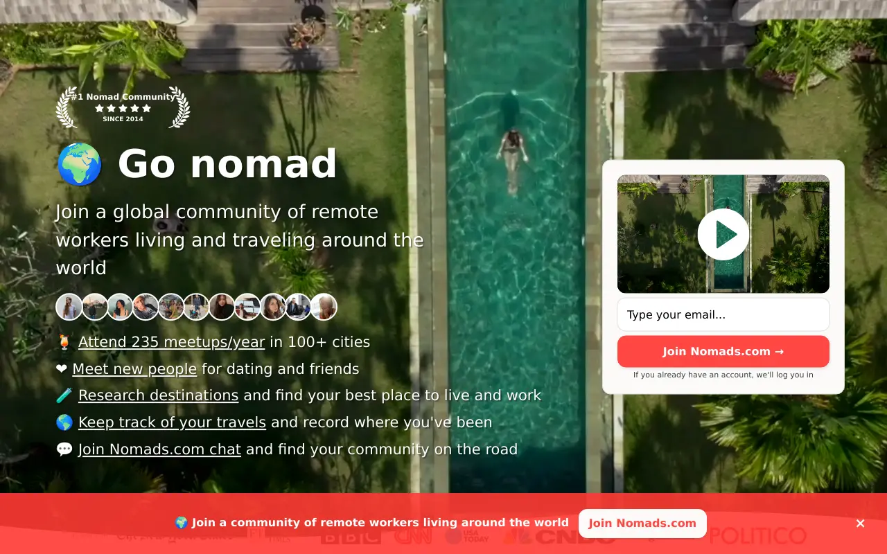 nomadlist.com 첫 화면