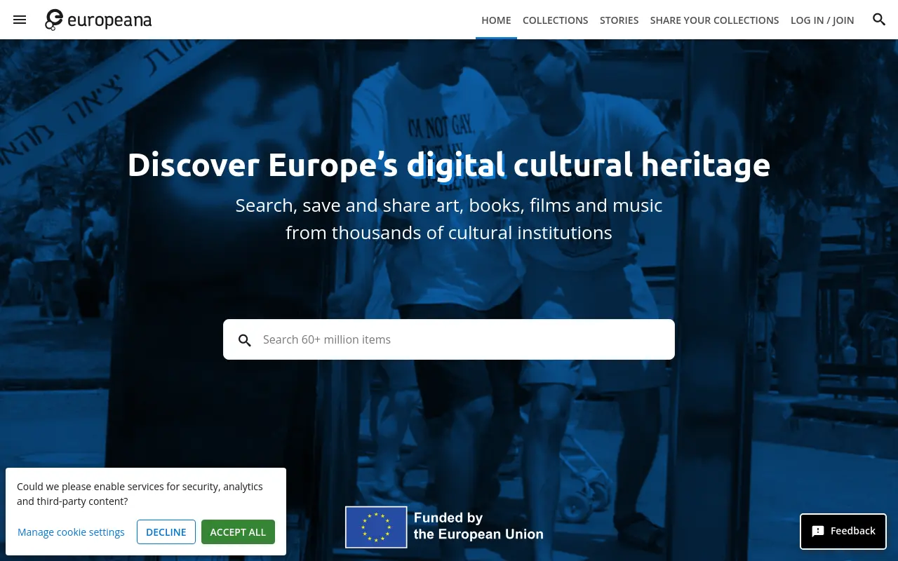 europeana.eu 첫 화면