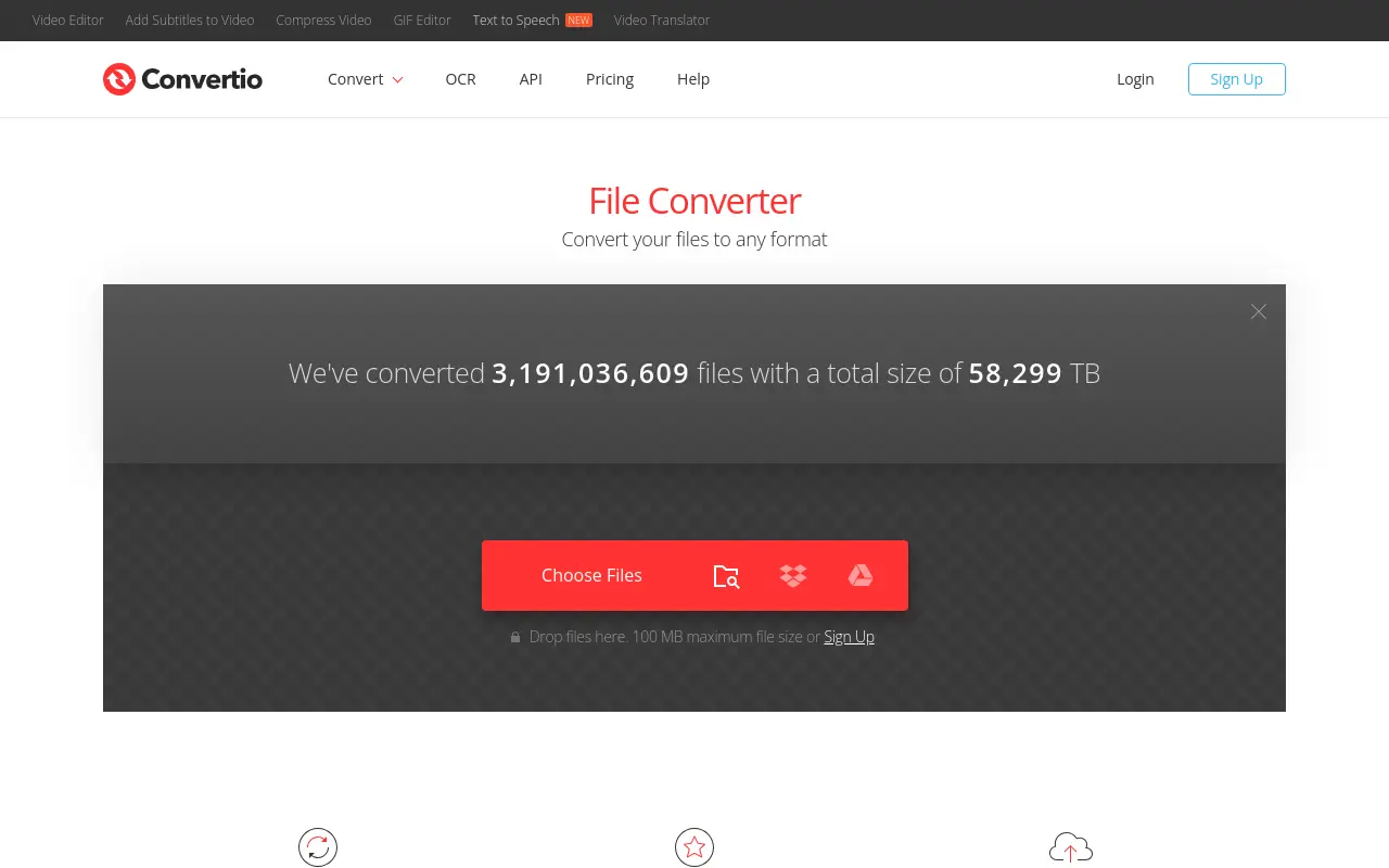 convertio.co 첫 화면