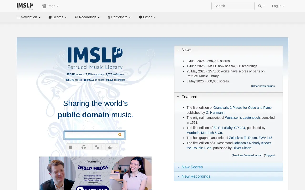 imslp.org 첫 화면